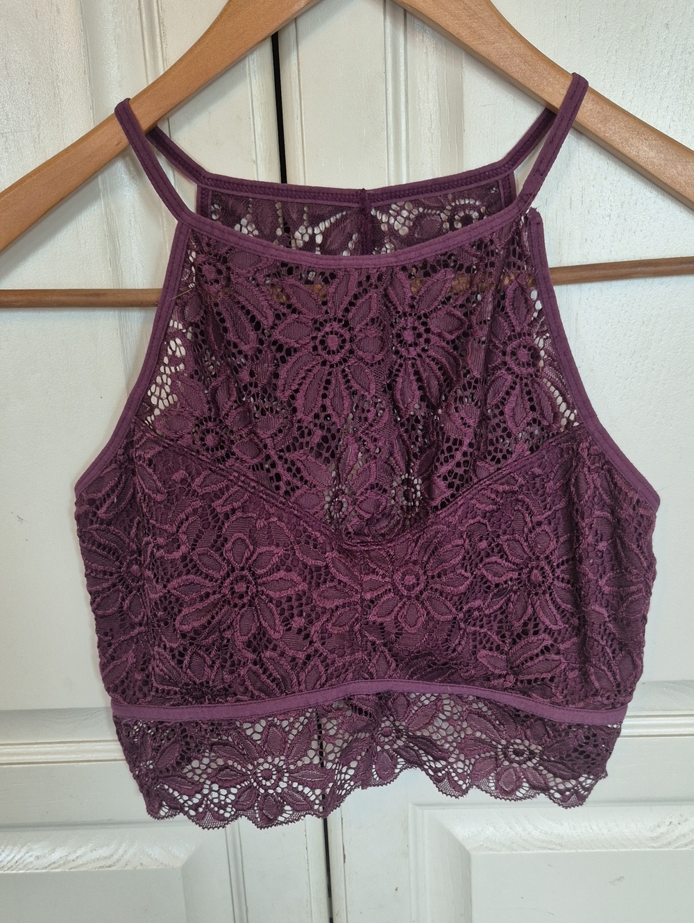 Zenana Outfitters Plum Lace Crochet Bralette